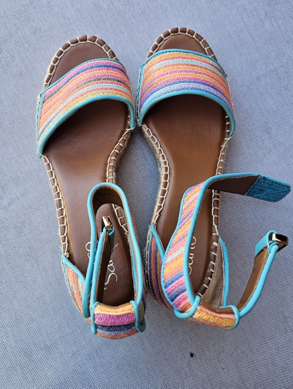 Franco Sarto L Clemens Multicolor Espadrille Wedge Sandals Size 8.5 NWOT